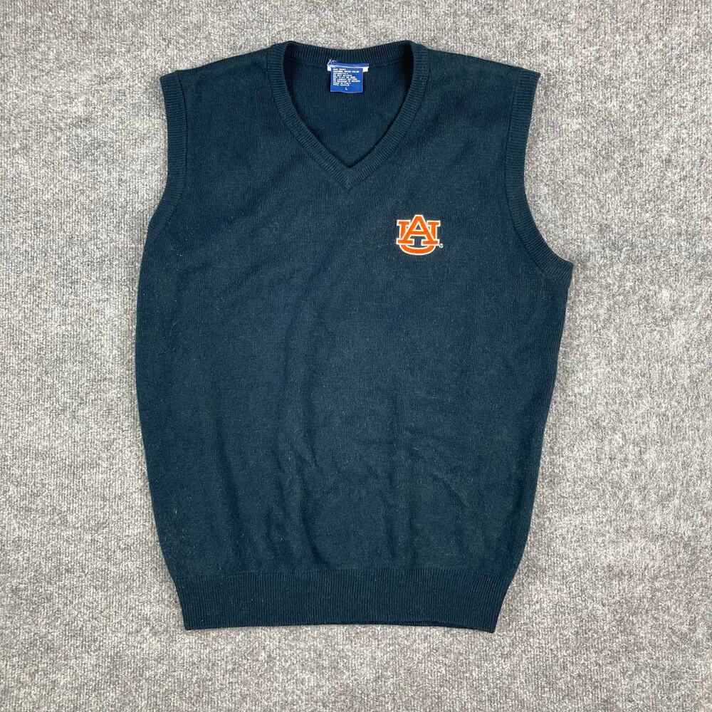 Auburn‎ Tigers Sweater Vest Mens Size L Navy Blue V-Neck Embroidered Logo